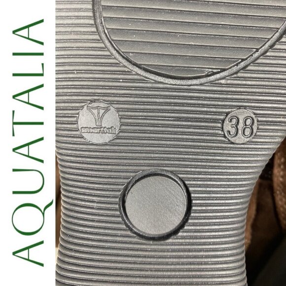 AQUATALIA SUEDE LEATHER KNEE BOOTS LOW WEDGE CHOCOLATE BROWN, Size 38 - Picture 13 of 14